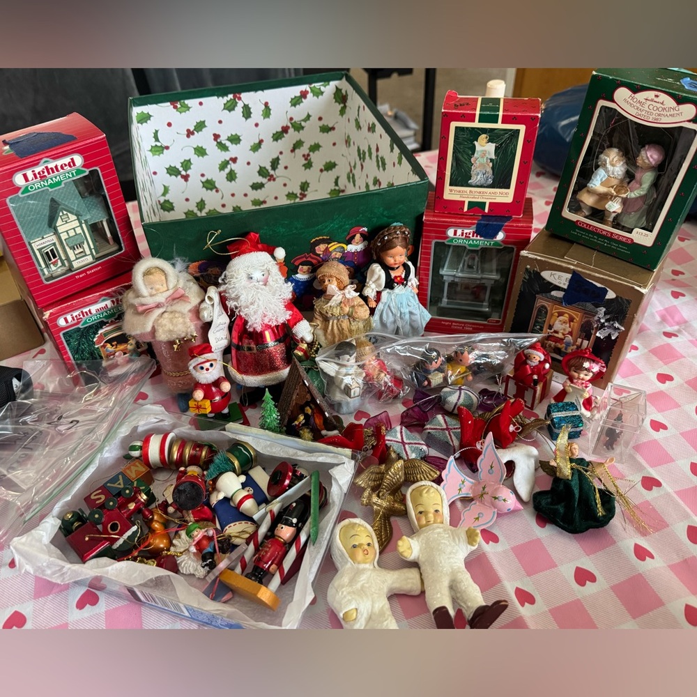Box of 50+ Vintage Christmas Ornaments